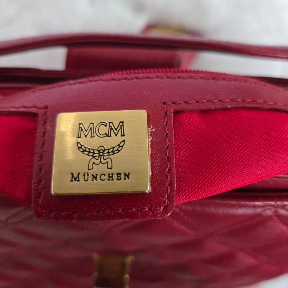 Women's MCM Red Quilted Leather Shoulder / Handbag with COA - Picture 11 of 15